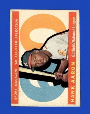 1960 年 Topps Set-Break #566 Hank Aaron As VG-VGEX(折痕)*GMCARDS* — 第 1/2 张图片