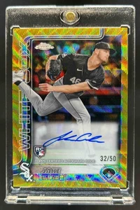2025 Topps Chrome Jake Eder Rookie Auto RC Gold Wave Refractor #32/50 White Sox - Picture 1 of 2