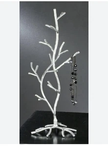 Supporto albero portagioie o ornamento alta qualità vintage tono argento 17,25" - Foto 1 di 5