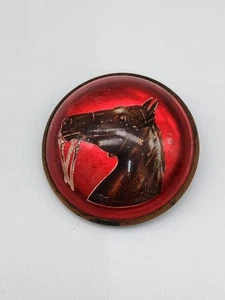 Antiguo broche broche de botón ecuestre de vidrio cúpula roseta brida de caballo victoriano - Imagen 1 de 6