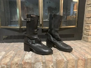 Harley Davidson Women’s Black Leather Biker Boots Made In Brazil 8 1/2 US - Picture 1 of 13