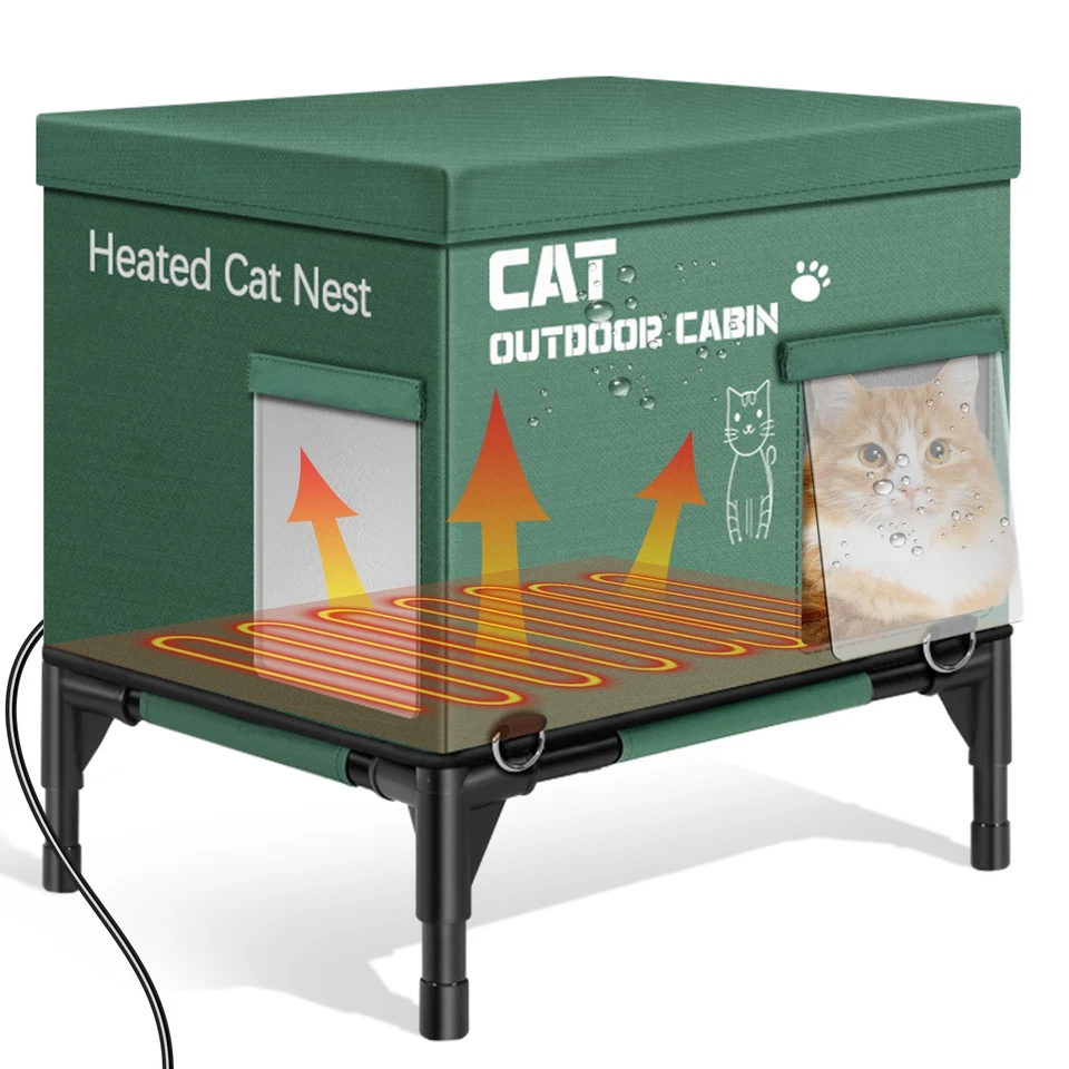 NAIZEA Heated Cat House for Outside in Winter, Outdoor Cat House Waterproof XL - Image 1 of 4