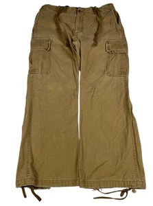 VTG Y2K Gap Cargo Pants Mens 34x30 Khaki Military Skate Drawstring Baggy Grunge - Picture 1 of 14