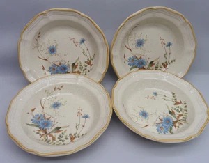 Mikasa Blue Daisies Rim Salad Soup Pasta Bowls 8 3/8" Set of 4 PRISTINE - Picture 1 of 5