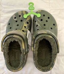Crocs Ralen Lined Army Green Camo Slip On Clog Size Men's Or Youth 4/ Women's 6 - Picture 1 of 6