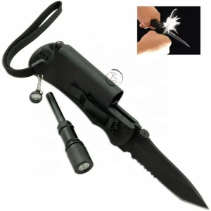 Survival Hunting Pocket Knife Folding Knife EDC Camping Fire Starter Torch AU - Picture 1 of 9