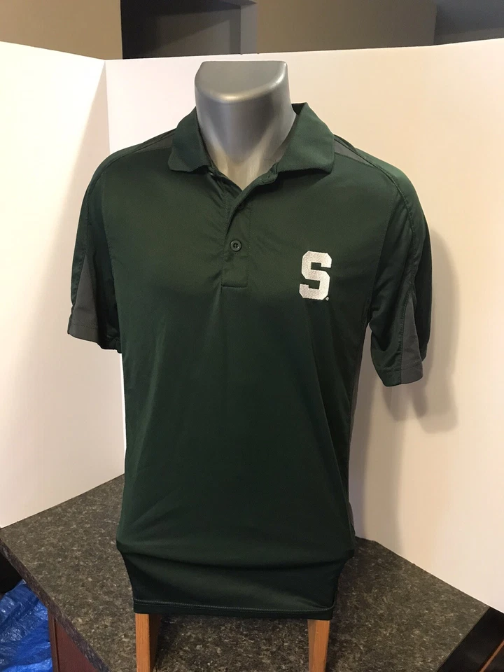 Michigan State University Spartans Polo Golf Shirt Men's Small Green Polyester - Image 1 of 4
