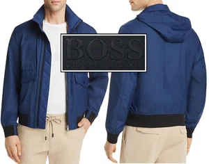 NWT Hugo Boss Black Jacket W/ Concealed Zip-Out Drawstring Hood Size XL(US) - Picture 1 of 18