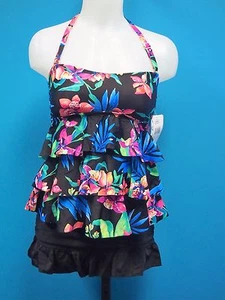 NWT Island Escape Swimsuit 2pc Set Size 6 Bandeau Tiered Top/Skirt M5.W - Picture 1 of 5
