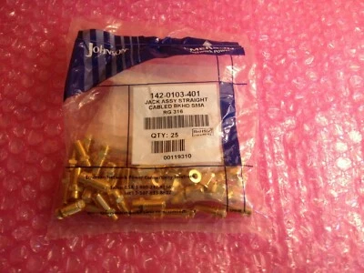 25 pcs Johnson Emerson 142-0103-401 SMA female Jack RF Connectors RG-316 RG-174 - Image 1 of 2