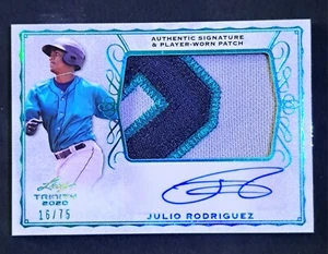 2020 Leaf Trinity JULIO RODRIGUEZ RPA Sapphire Jumbo Patch Auto RC #16/75 Rookie - Picture 1 of 11