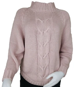 Nanette Lepore Cable Knit Sweater Womens Small Wool Cashmere Mock Neck Pullover - Picture 1 of 9