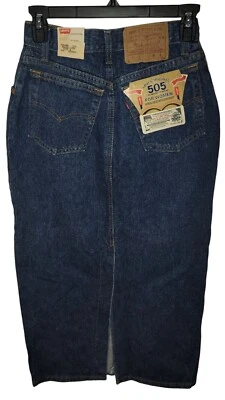 NWT Vtg Levi’s 505 Sz 5 Womens Blue Dark Wash Dead Stock Retro 80s Denim Skirt - Image 1 of 4