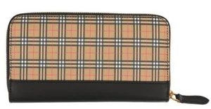 NEW BURBERRY ZIP AROUND VINTAGE CHECK WALLET CLUTCH AUTHENTIC - Picture 1 of 6