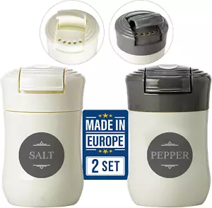 Travel Salt and Pepper Shakers, Moisture Proof Set of 2, BPA Free Plastic Mini S - Picture 1 of 7