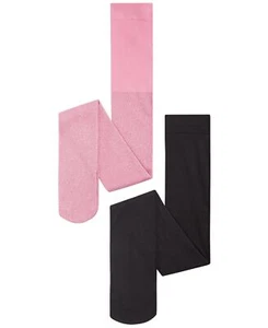 Trimfit Little & Big Girls 2-Pack Ribbed Metallic & Solid Opaque Tights-4-6 - Picture 1 of 3