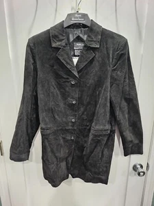 Vintage Dennis Basso Suede Leather Jacket Women's XL Black NWT - Picture 1 of 7
