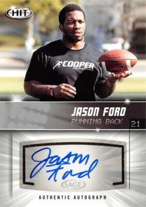 Jason Ford autographed Football Card (Illinois) 2012 SAGE HIT Rookie #A37