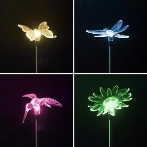 4 Stück Solar Erdspieß Farbwechsel Solarstecker Solarleuchte Figur Gartendeko - Bild 1 von 10