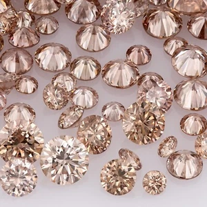 1pc Argyle Pink Champagne Diamonds 1.30mm 0.01ct Natural Diamonds Round Brownish - Picture 1 of 10