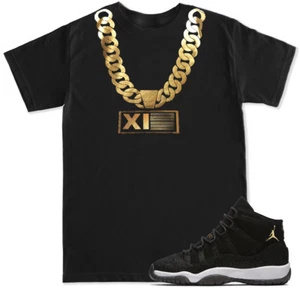 Gold Chain T Shirt to match with Air Js Retro 11 PRM Heiress Stingray shoes - Picture 1 of 4