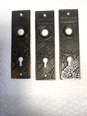 3 placas traseras antiguas de puerta Eastlake victoriana fundida!ron Foto 1 de 4