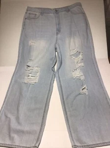 NWT. Madden NYC  Women's Destructed Distressed Ultra 90s Fit Denim Jeans Size 19 - Picture 1 of 10