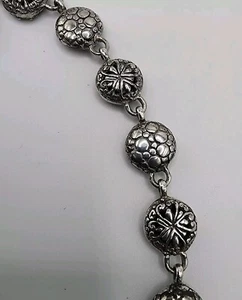 Sarda Sterling Silver Pebbled Filagree Puffy Link Adjustable 925 Bali Bracelet - Picture 1 of 24