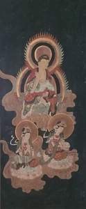 Amitabha Trinity Naeyeongdo/Old Asia 14C -16C/Color,Gold on Silk/W:18.8" H:45.6" - Picture 1 of 22