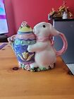 Flowers Inc., Balloons Decorative Collectible Teapot  Spring Bunny Floral