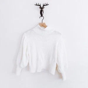 ASOS Women's White Fuzzy Mock Neck Sweater Size US 4 NWOT - Picture 1 of 6