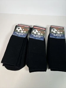Lot of 3 Protime Youth All Sport Black Socks Sz S 18” - Picture 1 of 3
