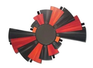 Unique Abstract Geometric Red Orange Gray Mirror wall art with Metal, Mirror art - Picture 1 of 9