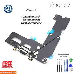 NEW iPhone 7 Charging Dock Port Double Microphone Repair w/Tools - BLACK - Picture 1 of 3