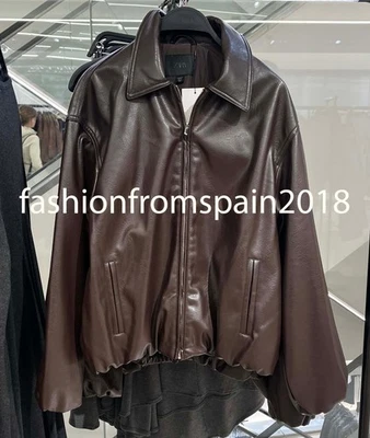 CHAQUETA BOMBER ZARA NUEVA MUJER IMITACIÓN CUERO CHOCOLATE XS-XXL 4341/736/717 Foto 1 de 2