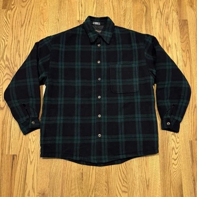 Vintage Brooks Brothers Flannel Button Up Quilted Lined Jacket Blackwatch Vtg - Image 1 of 4