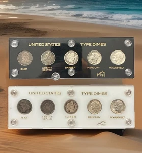 2 U.S. Silver Dime Type Sets in Capital Holders - Picture 1 of 4