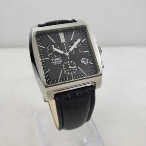 TIMEX MONACO INDIGLO CHRONOGRAPH T22262 BLACK SQUARE DATE WR 50M MEN'S WATCH  - Picture 1 of 10