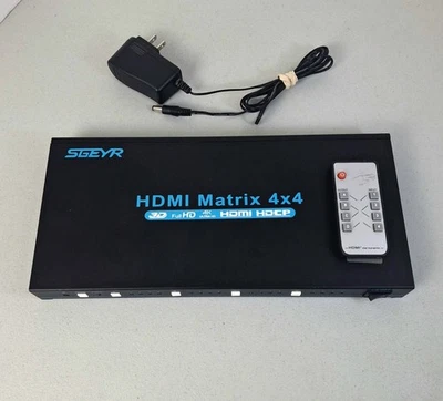 SGEYR 4X4 Matrix HDMI Switch & Splitter 4K Ultra Full HD 3D w/ Remote Works - Image 1 of 4