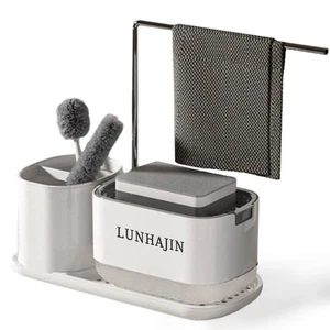 Kitchen Soap Dispenser Set with Tray and Sponge Holder, Dish and Hand Soap Di... - Picture 1 of 7