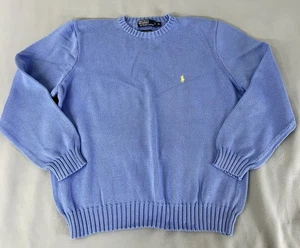 Vintage Polo By Ralph Lauren Knit Men’s Sweater 100% Cotton Blue Y2K - Picture 1 of 9