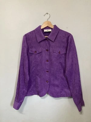 Camisa Blusa Chaqueta Vintage Para Mujer Erin London Púrpura Suave Imitación Gamuza Talla Pequeña Foto 1 de 4