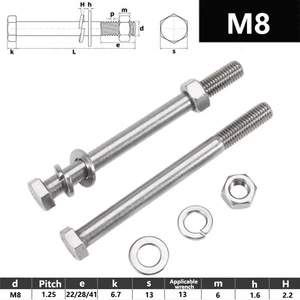 M8 Sechskantschrauben Teilgewinde +Sechskantmutter Unterlegscheibe Edelstahl - Picture 1 of 5