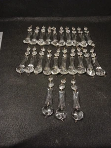 23 Strands 4 Pc VTG Crystal Glass Chandelier Prisms Graduated 6” Replacement  - Picture 1 of 12