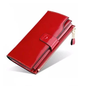 Echtleder RFID Clutch Geldbörse - Luxus Wachs Finish Reißverschluss Geldbörse - Bild 1 von 8