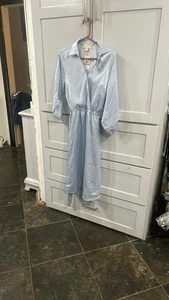 Blue And White Stripe Dress Long Sleve - Picture 1 of 5