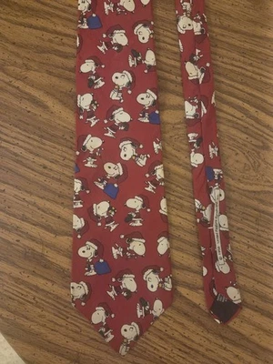 Vintage Peanuts Snoopy Christmas Necktie 100% Silk - Image 1 of 2