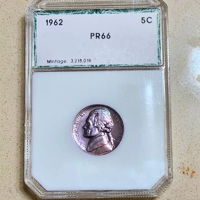 1962 Jefferson Nickel Proof Toned Purple 5C US Coin - Image 1 of 2