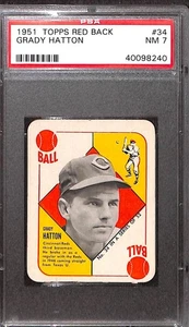 1951 TOPPS RED BACK #34 Grady Hatton PSA 7 NM 40098240 - Picture 1 of 2