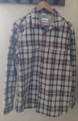 Prana Wedgemont Heavyweight Flannel Button Shirt Shacket Size Large Gray Plaid - Image 1 of 4